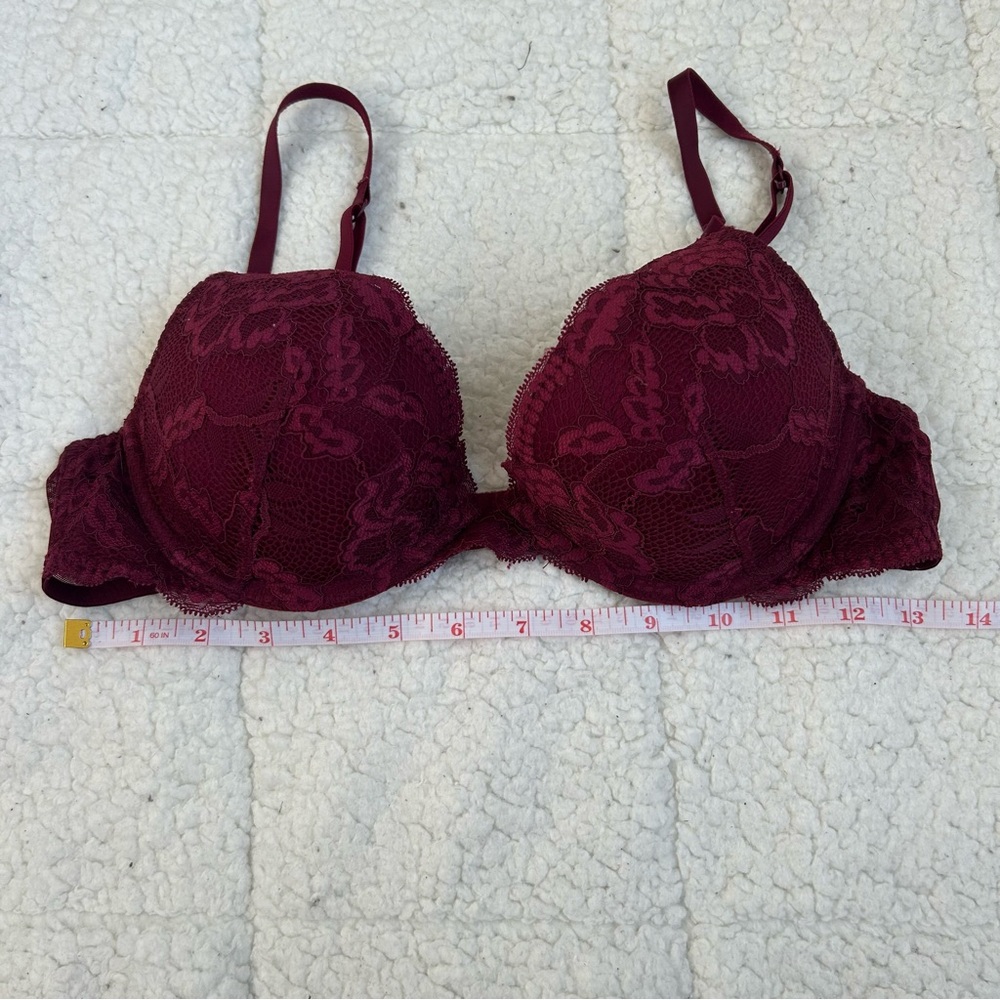 LA SENZA Burgundy Lace Push-Up Bra with Adjustable Straps - Picture 4 of 8